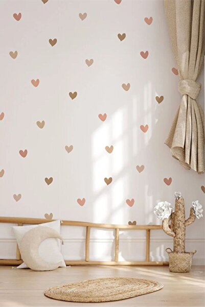 WALLHUMAN Boho Asimetrik Kalpler Çocuk Bebek Odası Duvar Sticker Seti - 150 P...