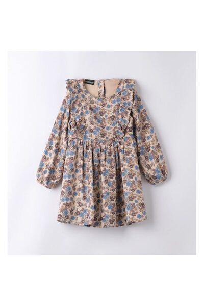 Sarabanda Rochie pentru fete cu imprimeu floral 0.7365, bej/albastru, 122-128 cm