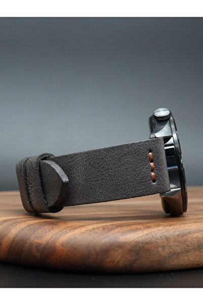 North's Nature حزام ساعة من الجلد الطبيعي مقاس 20 ملم |   الحرف اليدوية |   خياطة متوسطة |   أسود |   مشبك فضي