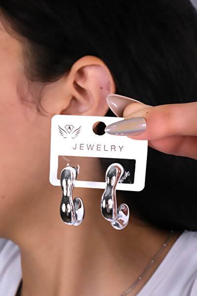 LOWEN AKSESUAR أقراط نسائية فضية اللون خفيفة الوزن