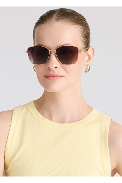 Despada Ds 2397 C2 Cat Eye Brown Gold Metal Women's Sunglasses