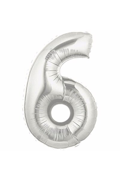 BalonEvi Number 6 Silver Foil Balloon