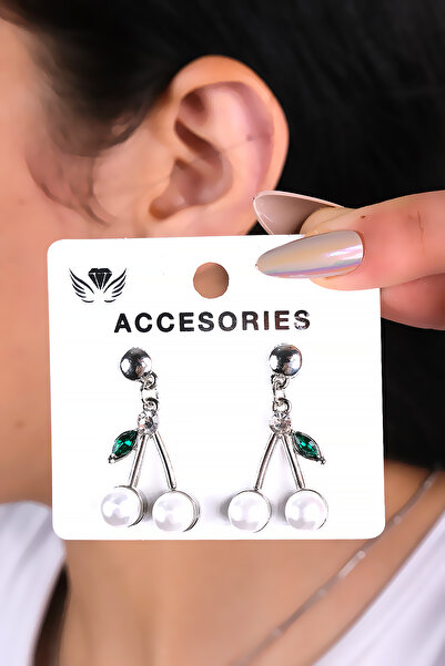 LOWEN AKSESUAR أقراط نسائية من الحجر الأبيض الكرزي