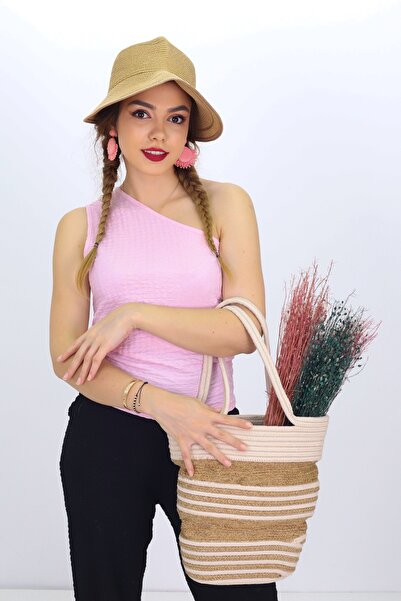 NEŞELİ HOME Jutty Striped Rope Weave Beach Bag - Large Size Summer Tote with ...