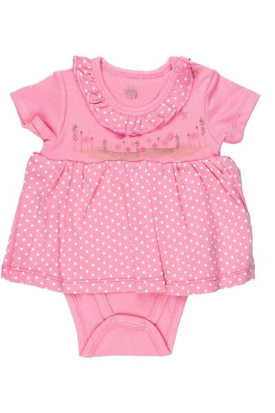 Dumledo بدلة طفلة وردية منقطة بنقشة الزهور مع تنورة