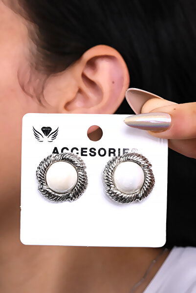 LOWEN AKSESUAR أقراط نسائية على شكل زهرة من حجر اللؤلؤ