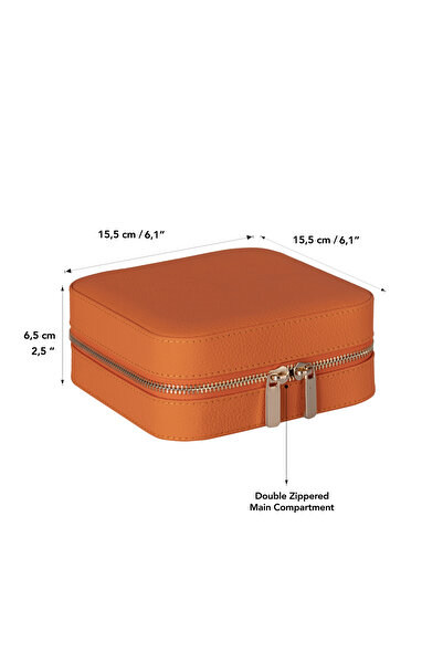 Lev Leather صندوق مجوهرات من الجلد الطبيعي - مقسم، مغطى بالجلد المدبوغ، منظم ...