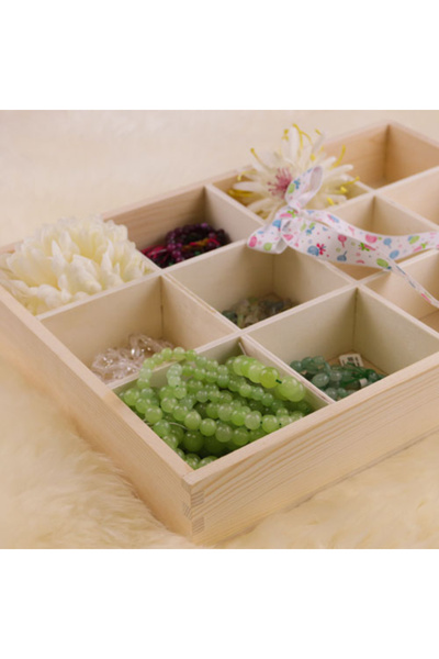 Denla صندوق مجوهرات خشبي بـ 12 قسمًا، منظم خشبي مقسم، منظم مجوهرات خشبي 100%