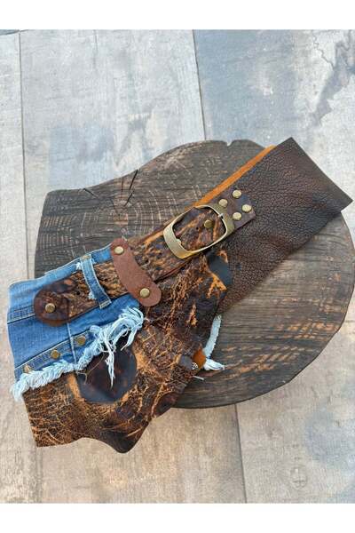 Yılday Gür Butik حزام جلد كلاسيكي من نوع كريزي هورس