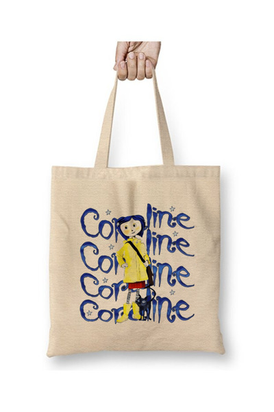 Toyaso حقيبة تسوق من القماش الأبيض من كورالاين جونز بمقبض طويل وحقيبة للشاطئ