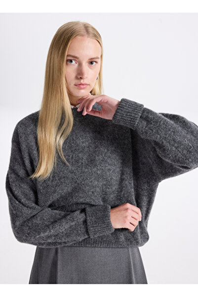 American Vintage Yuvarlak Yaka Standart Antrasit Kazak Kadın VITO18EH25ACIECH