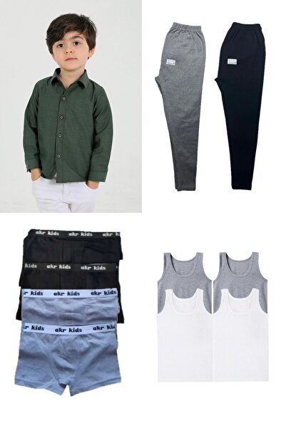 Pi Giyim Children's Set of 4 |   1 Shirt 4 Boxers 4 Undershirts 2 Underwear