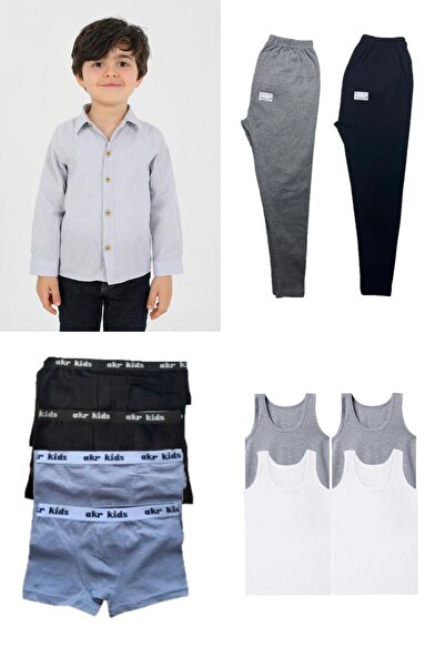 Modaley Giyim Children's Set of 4 |   1 Shirt 4 Boxers 4 Undershirts 2 Underwear