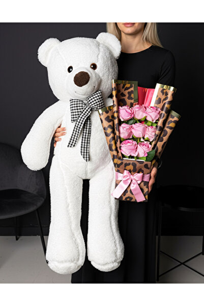 Linalux Gifts Sevgiliye Cicek Hediye - Leopar Kağıtlı Pembe Gül Buketi ve 90c...