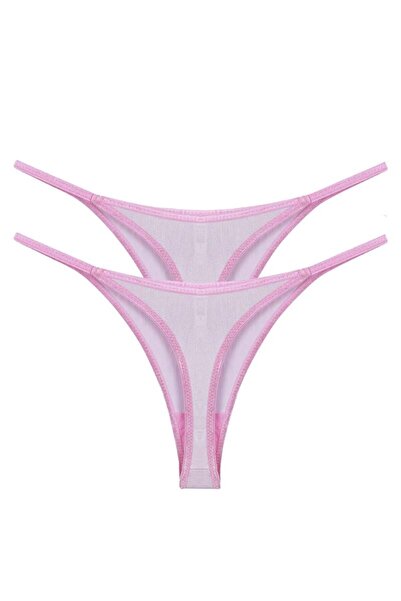 modaserdem Mdsrdm Women's Pink Transparent 2-Piece Thong Slip