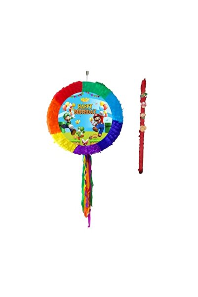 OEM Pinata Super Mario rotundă, diametru 42 cm + liliac, pinata aniversară