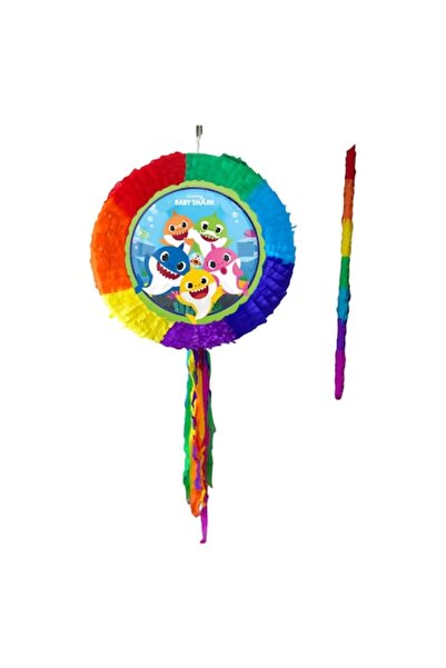 OEM Pinata Baby Shark, Diametru 42 cm + Băț, Pinata Multicoloră