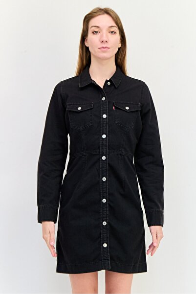 Levi's Women Plain Denim Mini Dress, Black