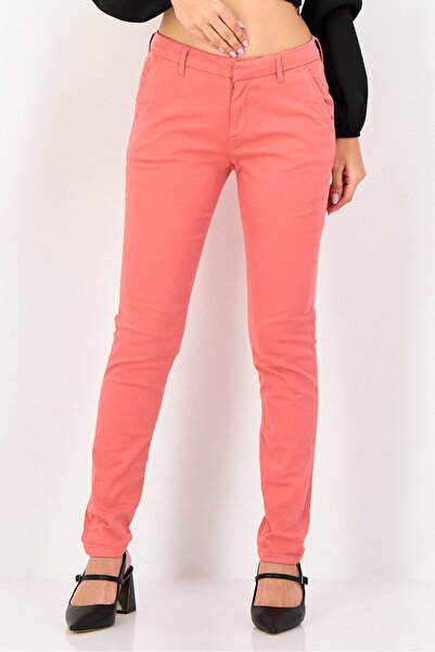 Reiko Women Regular Fit Solid Chino Pants, Dark Coral