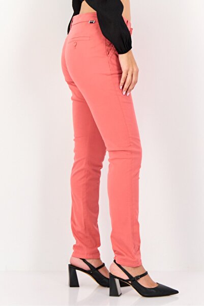 Reiko Women Regular Fit Solid Chino Pants, Dark Coral