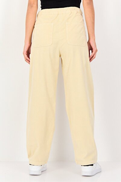 Reiko Women Regular Fit Textured Corduroy Pants, Cream