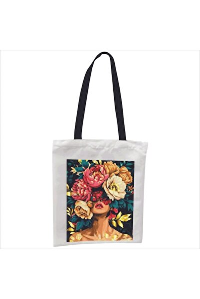 OEM Geantă de mână din pânză cu fermoar - siluetă florală și feminină