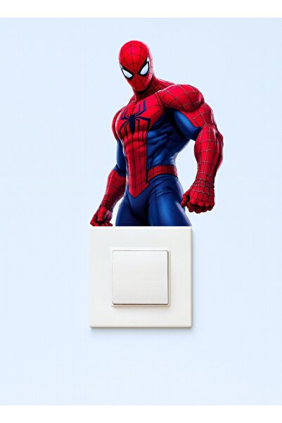 telaşe memuru ملصق فوق المقبس - ملصق حائط لغرفة الأطفال - ملصق سبايدرمان للأولاد