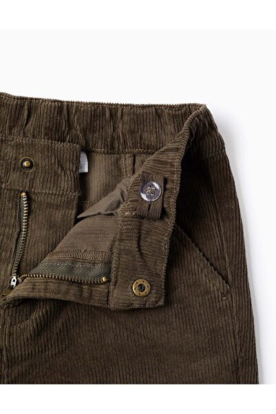Ziddy Corduroy Chino Trousers for Boys 'Straight Fit', Dark Green