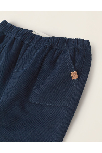 Ziddy Corduroy Cotton Trousers for Newborns, Dark Blue