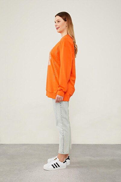 Levidor Foil Printed Orange Sweatshirt