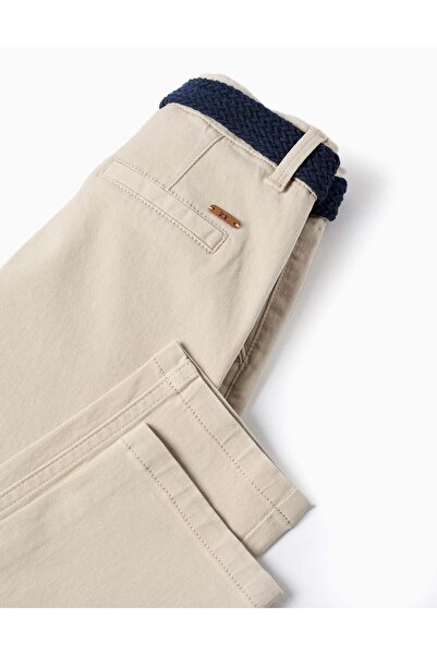 Ziddy Twill Chino Trousers with Belt for Boys 'Straight Fit', Beige