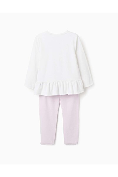 Ziddy Velour Pyjama for Newborn Girls 'Monsters of Emotions', White/Purple