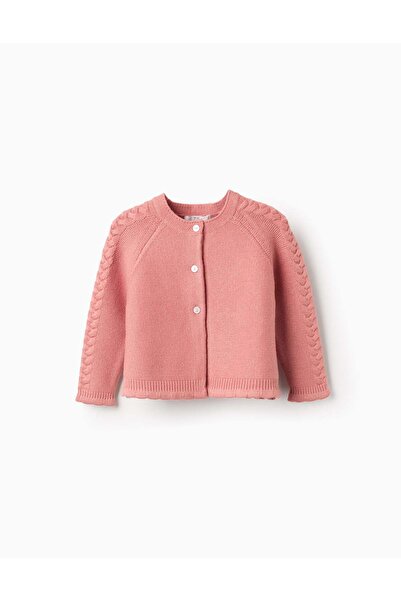 Ziddy Knit cardigan, cotton for baby, pink