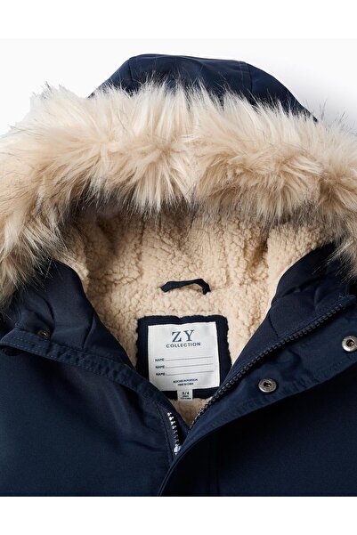 Ziddy Padded Parka with Removable Fur Hood for Boys, Blue