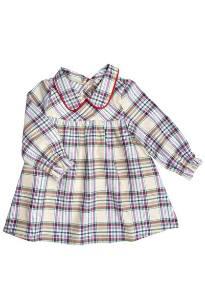 Ozmoz By Mukadder Özden 100% Cotton Wide Plaid Robadan Winter Baby Girl Dress