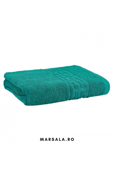 Plush Prosop de baie din bumbac 130x70 cm, verde smarald, bordură cu model gr...