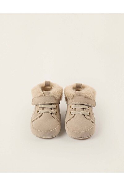 Ziddy Suedine Boots with Touch-fastening Strap for Newborn Girls, Beige