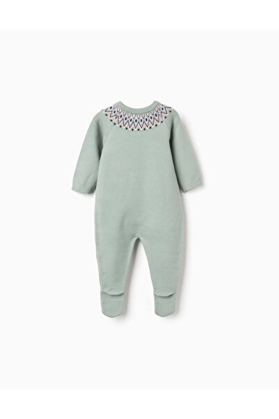 Ziddy Knitted babygrow with jacquard for newborn boys, green
