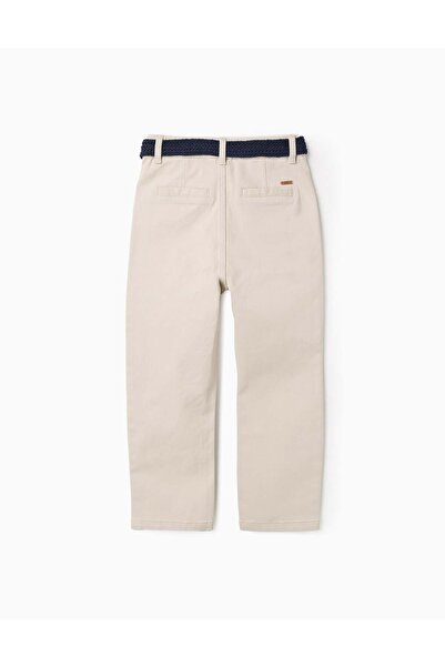 Ziddy Twill Chino Trousers with Belt for Boys 'Straight Fit', Beige