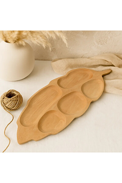 ATELIER 49 Wooden Platter with 5 Compartments, 71 x 32 cm – Rustic Tray for Appetizers