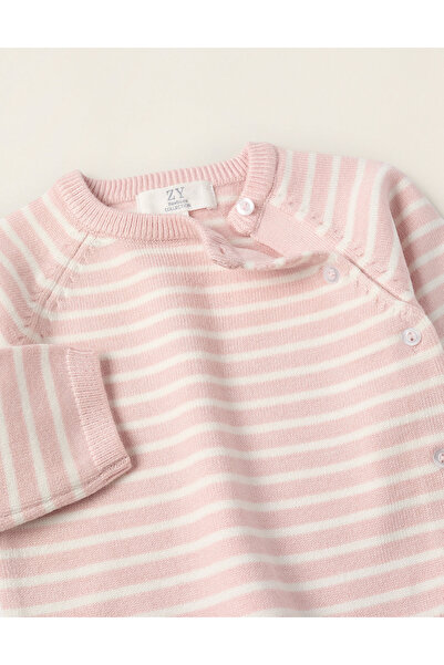 Ziddy Striped Knitted Set for Newborn Girls, Pink