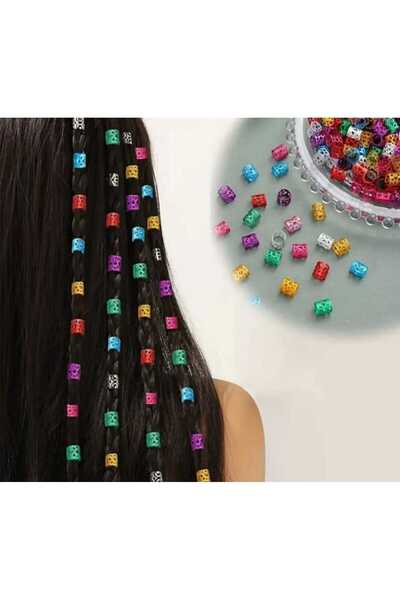 JHTshop 50Pcs Bohemian Hair Braid Rings-Hair Earring Set Colorful Model