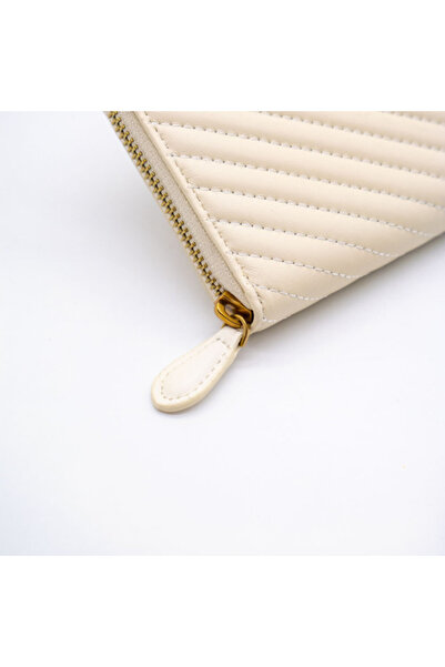 PİNKO PORTOFEL RYDER ZIP AROUND L V QUIL PIELE NATURALĂ - BEIGE