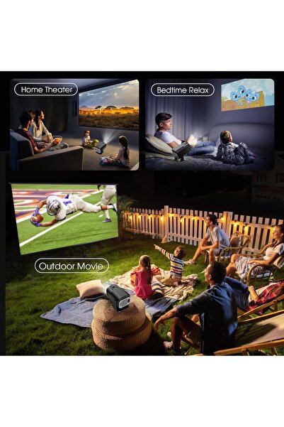 Generic Mini Portable Projector | 1080P/4K, 10000 Lumens, Auto Keystone, Wi-Fi 6, 180°