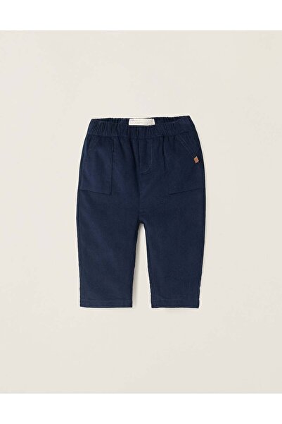 Ziddy Corduroy Cotton Trousers for Newborns, Dark Blue