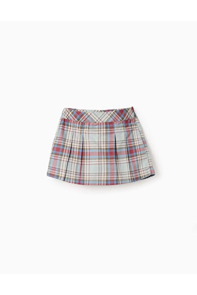 Ziddy Cotton skort with check pattern 'B&S' for girls, multicolour
