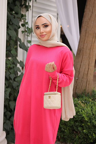 İmajButik Fuşya Soğuk İplik Merserize Triko Kazak