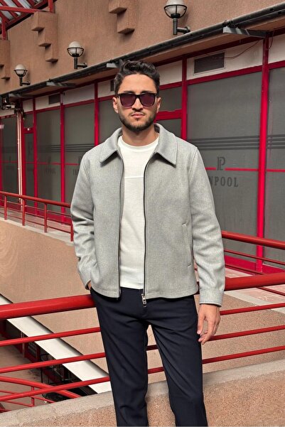 inpool Men'S, Standard-Fit, Zipper Detail, Shirt Collar, Cashmere Jacket 626