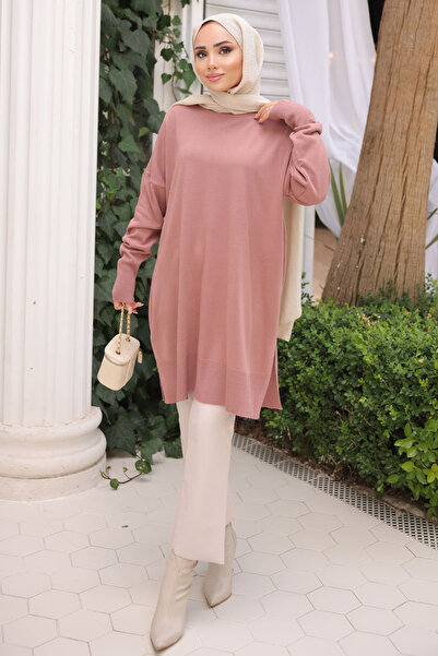 İmajButik Dusty Rose Cold Yarn Mercerized Knitwear Sweater