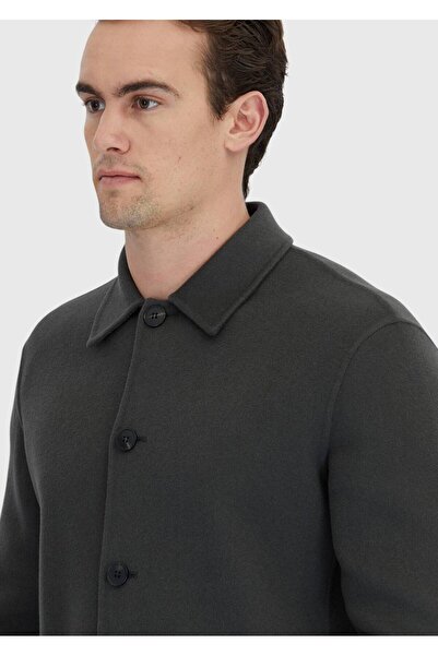 Ramsey Khaki Plain Regular Fit Woven Wool Blend Overshirt